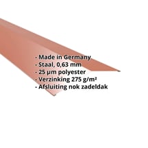 Nokstuk vlak | 198 x 198 mm | 150° | Staal 0,63 mm | 25 µm Polyester | 8004 - Koperbruin #2