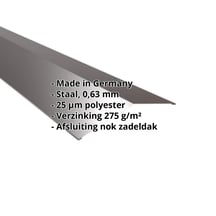 Nokstuk vlak | 198 x 198 mm | 150° | Staal 0,63 mm | 25 µm Polyester | 8017 - Chocoladebruin #2