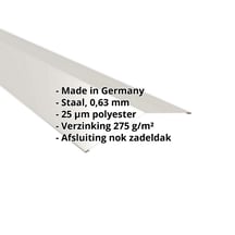 Nokstuk vlak | 198 x 198 mm | 150° | Staal 0,63 mm | 25 µm Polyester | 9002 - Grijswit #2