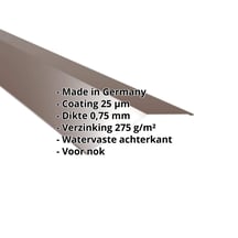 Nokstuk vlak | 198 x 198 mm | 150° | Staal 0,75 mm | 25 µm Polyester | 8011 - Notenbruin #2