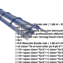 Ronde nok | 1,86 m | Staal 0,50 mm | 25 µm Polyester | 5010 - Gentiaanblauw #2