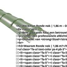 Ronde nok | 1,86 m | Staal 0,50 mm | 25 µm Polyester | 6011 - Resedagroen #2
