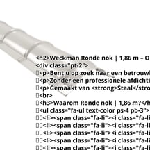 Ronde nok | 1,86 m | Staal 0,50 mm | 25 µm Polyester | 9002 - Grijswit #2