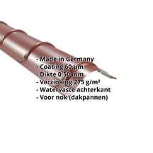 Ronde nok | 1,86 m | Staal 0,50 mm | 60 µm Puramid | 6012 - Roodbruin #2
