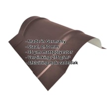 Ronde nok groot | 1,960 m | Staal 0,50 mm | 35 µm mattpolyester | 8017 - Chocoladebruin #2