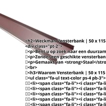 Vensterbank | 50 x 115 x 40 x 2000 mm | Staal 0,50 mm | 25 µm Polyester | 3005 - Wijnrood #2