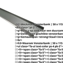 Vensterbank | 50 x 115 x 40 x 2000 mm | Staal 0,50 mm | 25 µm Polyester | 6020 - Chroomoxydegroen #2