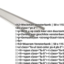 Vensterbank | 50 x 115 x 40 x 2000 mm | Staal 0,50 mm | 25 µm Polyester | 7035 - Lichtgrijs #2