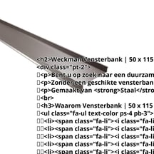 Vensterbank | 50 x 115 x 40 x 2000 mm | Staal 0,50 mm | 25 µm Polyester | 8014 - Sepiabruin #2