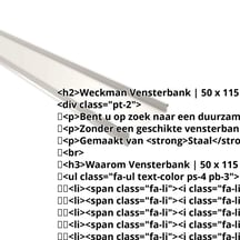 Vensterbank | 50 x 115 x 40 x 2000 mm | Staal 0,50 mm | 25 µm Polyester | 9010 - Zuiverwit #2