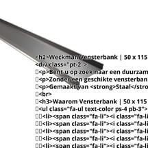 Vensterbank | 50 x 115 x 40 x 2000 mm | Staal 0,50 mm | 25 µm Polyester | 9005 - Gitzwart #2