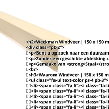 Windveer | 150 x 150 mm Staal 0,50 mm | 25 µm Polyester | 1015 - Licht ivoorkleurig Windveer | 150 x 150 mm | Staal 0,50 mm | 25 µm Polyester | 1015 - Licht ivoorkleurig #2