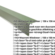 Windveer | 150 x 150 mm | Staal 0,50 mm | 25 µm Polyester | 6011 - Resedagroen #2