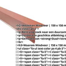 Windveer | 150 x 150 mm | Staal 0,50 mm | 25 µm Polyester | 8004 - Koperbruin #2