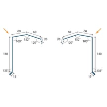 Windveer | 60 x 60 x 140 x 2120 mm | Staal 0,50 mm | 40 µm Grandemat | 9005 - Gitzwart | Links #7