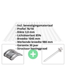 Acrylaat golfplaat | 76/18 | Voordeelpakket | 3,00 mm | Helder | Honingraatstructuur | Breedte 8,89 m | Lengte 3,50 m #2