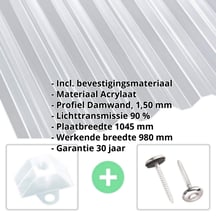 Acrylaat golfplaat | 76/18 | Voordeelpakket | 1,50 mm | Helder | Breedte 3,00 m | Lengte 2,00 m #2