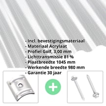 Acrylaat golfplaat | 76/18 | Voordeelpakket | 3,00 mm | Helder | Honingraatstructuur | Breedte 3,00 m | Lengte 2,00 m #2