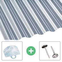 PET golfplaat | 76/18 | Voordeelpakket | 1,10 mm | Helder, licht blauw getint | Blueline | Breedte 2,54 m | Lengte 2,00 m #1
