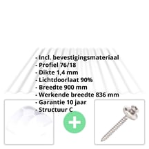 Polycarbonaat golfplaat | 76/18 | Voordeelpakket | 1,40 mm | Helder | C-Structuur | Breedte 3,41 m | Lengte 7,00 m #2