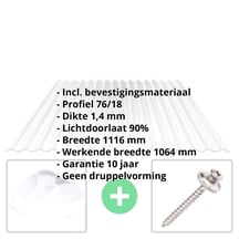 Polycarbonaat golfplaat | 76/18 | Voordeelpakket | 1,40 mm | Helder | No Drop | Breedte 4,31 m | Lengte 8,00 m #2