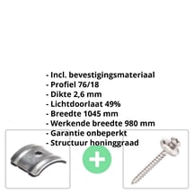 Polycarbonaat golfplaat | 76/18 | Voordeelpakket | 2,60 mm | Opaal wit | Honingraatstructuur | Breedte 4,97 m | Lengte 4,00 m #2