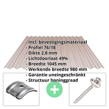 Polycarbonaat golfplaat | 76/18 | Voordeelpakket | 2,80 mm | Brons | Honingraatstructuur | Breedte 4,97 m | Lengte 4,00 m #2