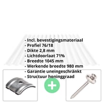 Polycarbonaat golfplaat | 76/18 | Voordeelpakket | 2,80 mm | Helder | Honingraatstructuur | Breedte 7,91 m | Lengte 2,50 m #2