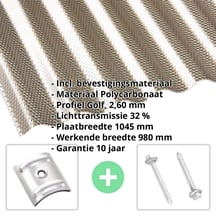 Polycarbonaat golfplaat | 76/18 | Voordeelpakket | 2,60 mm | Brons | Honingraatstructuur | Breedte 3,01 m | Lengte 4,50 m #2