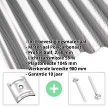 Polycarbonaat golfplaat | 76/18 | Voordeelpakket | 2,60 mm | grafiet | Honingraatstructuur | Breedte 3,01 m | Lengte 2,00 m #2