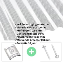 Polycarbonaat golfplaat | 76/18 | Voordeelpakket | 2,60 mm | Helder | Honingraatstructuur | Breedte 3,01 m | Lengte 2,00 m #2