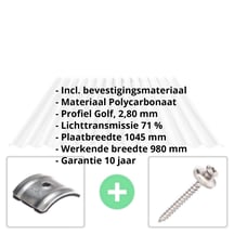 Polycarbonaat golfplaat | 76/18 | Voordeelpakket | 2,80 mm | Helder | Honingraatstructuur | Breedte 3,05 m | Lengte 2,00 m #2