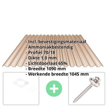 PVC damwandplaat | 70/18 | Voordeelpakket 1,00 mm | Brons | Breedte 3,18 m | Lengte 2,00 m PVC damwandplaat | 70/18 | Voordeelpakket | 1,00 mm | Brons | Breedte 3,18 m | Lengte 2,00 m #2