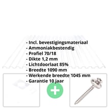 PVC damwandplaat | 70/18 | Voordeelpakket | 1,20 mm | Helder, licht blauw getint | Breedte 6,32 m | Lengte 8,00 m #2