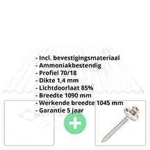 PVC damwandplaat | 70/18 | Voordeelpakket | 1,40 mm | Helder, licht blauw getint | Breedte 8,41 m | Lengte 2,50 m #2