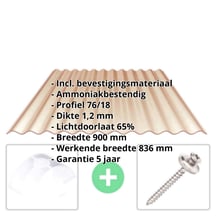 PVC golfplaat | 76/18 | Voordeelpakket 1,20 mm | Brons | Breedte 2,57 m | Lengte 2,00 m PVC golfplaat | 76/18 | Voordeelpakket | 1,20 mm | Brons | Breedte 2,57 m | Lengte 2,00 m #2