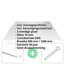 Acrylaat kanaalplaat | 16 mm | Profiel Zeven | Voordeelpakket | Plaatbreedte 980 mm | Helder | Breedte 5,17 m | Lengte 2,50 m #2