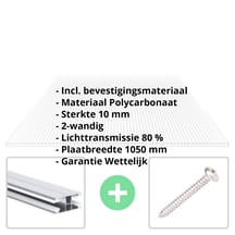 Polycarbonaat kanaalplaat | 10 mm | Profiel DUO | Voordeelpakket | Plaatbreedte 1050 mm | Helder | Breedte 4,35 m | Lengte 4,50 m #2