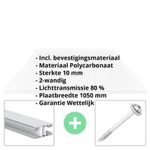 Polycarbonaat kanaalplaat | 10 mm | Profiel Mendig | Voordeelpakket | Plaatbreedte 1050 mm | Helder | Breedte 5,40 m | Lengte 2,50 m #2