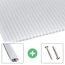 Polycarbonaat kanaalplaat | 16 mm | Profiel A1 | Voordeelpakket | Plaatbreedte 980 mm | Opaal wit | Blueline | Breedte 3,08 m | Lengte 2,00 m #1