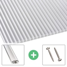Polycarbonaat kanaalplaat | 16 mm | Profiel A4 | Voordeelpakket | Plaatbreedte 980 mm | Helder | Extra brede kanalen | Breedte 3,09 m | Lengte 2,0 #1