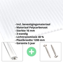 Polycarbonaat kanaalplaat | 16 mm | Profiel A4 | Voordeelpakket | Plaatbreedte 1200 mm | Opaal wit | Blueline | Breedte 3,75 m | Lengte 2,00 m #2