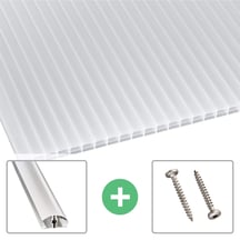 Polycarbonaat kanaalplaat | 16 mm | Profiel A4 | Voordeelpakket | Plaatbreedte 980 mm | Opaal wit | Blueline | Breedte 3,09 m | Lengte 2,00 m #1