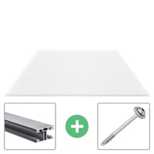 Polycarbonaat kanaalplaat | 16 mm | Profiel ECO | Voordeelpakket | Plaatbreedte 980 mm | Opaal wit | Extra sterk | Breedte 3,05 m | Lengte 2,00 m #1