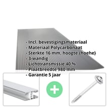 Polycarbonaat kanaalplaat | 16 mm | Profiel Mendig | Voordeelpakket | Plaatbreedte 980 mm | Antracietgrijs | Novalite | Breedte 8,14 m | Lengte 4,00 m #2