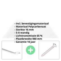 Polycarbonaat kanaalplaat | 16 mm | Profiel Zeven | Voordeelpakket | Plaatbreedte 980 mm | Helder | Extra sterk | Breedte 3,13 m | Lengte 2,00 m #2