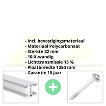 Polycarbonaat kanaalplaat | 32 mm | Profiel Mendig | Voordeelpakket | Plaatbreedte 1250 mm | Goud-opaal | Breedte 3,91 m | Lengte 2,00 m #2