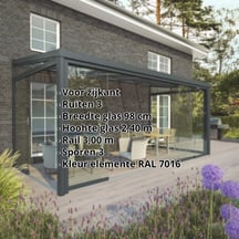 Glazen schuifdeuren | Zijkant | RAL 7016 | Breedte 3 | Ruiten 3 | Glasbreedte 98 cm #2
