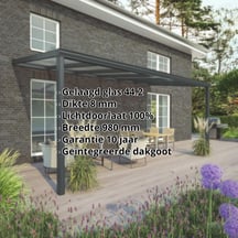 Terrasoverkapping | Sneeuwzone 1 | RAL 7016 | Glasplaat helder | Lijst klassiek | Breedte 3,06 m | Diepte 2,50 m #2