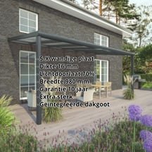 Terrasoverkapping | Sneeuwzone 1 | RAL 7016 | Plaat helder | Lijst halfrond | Breedte 3,06 m | Diepte 2,00 m #2